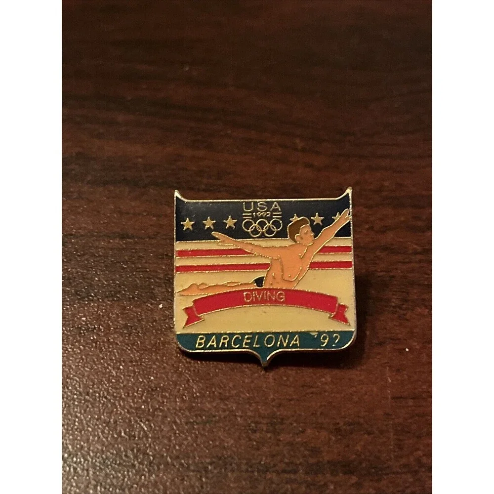 Vintage Olympic Games‎ 1992 Barcelona Team USA Diving Lapel Hat Pin